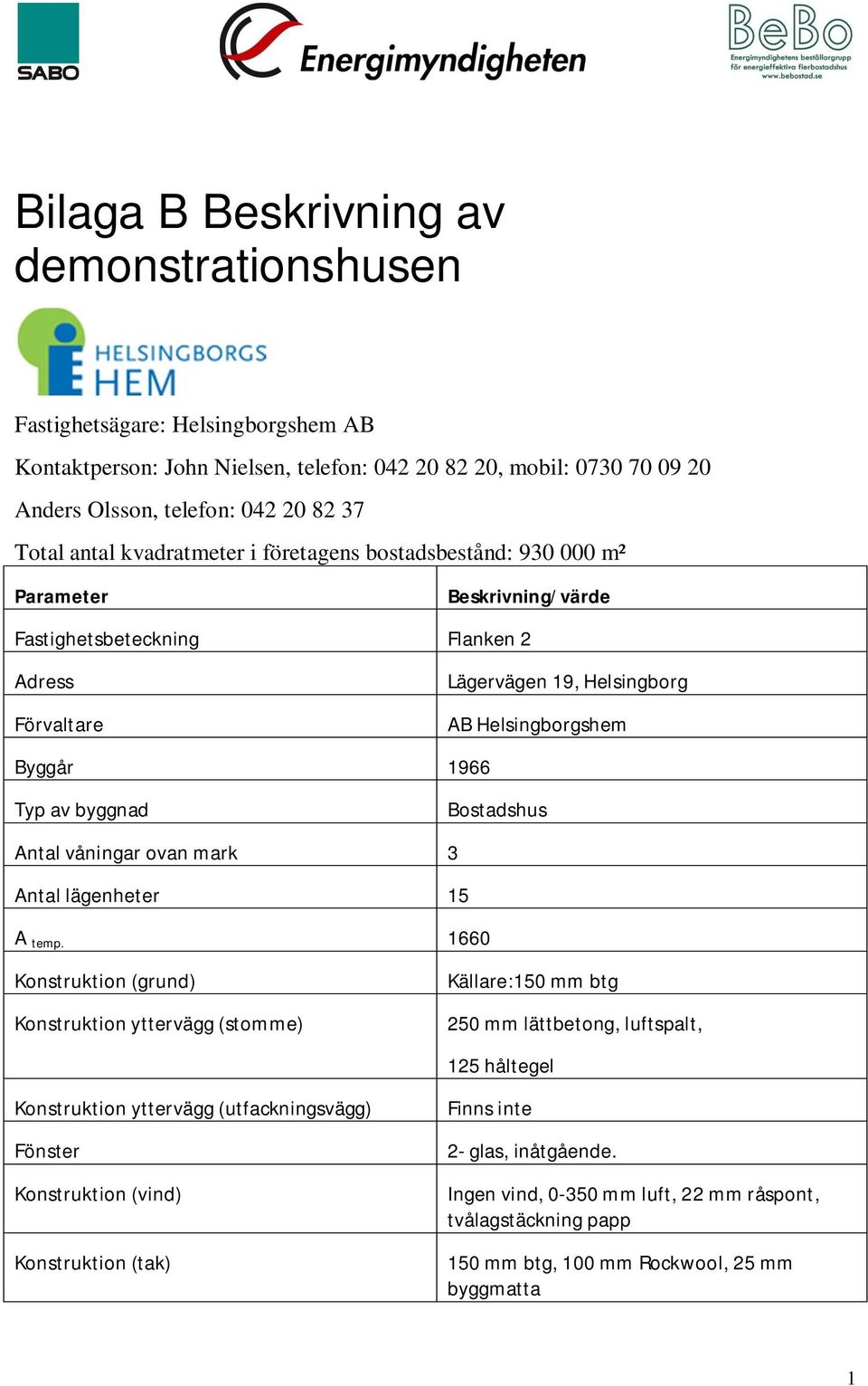 av byggnad Bostadshus Antal våningar ovan mark 3 Antal lägenheter 15 A temp.