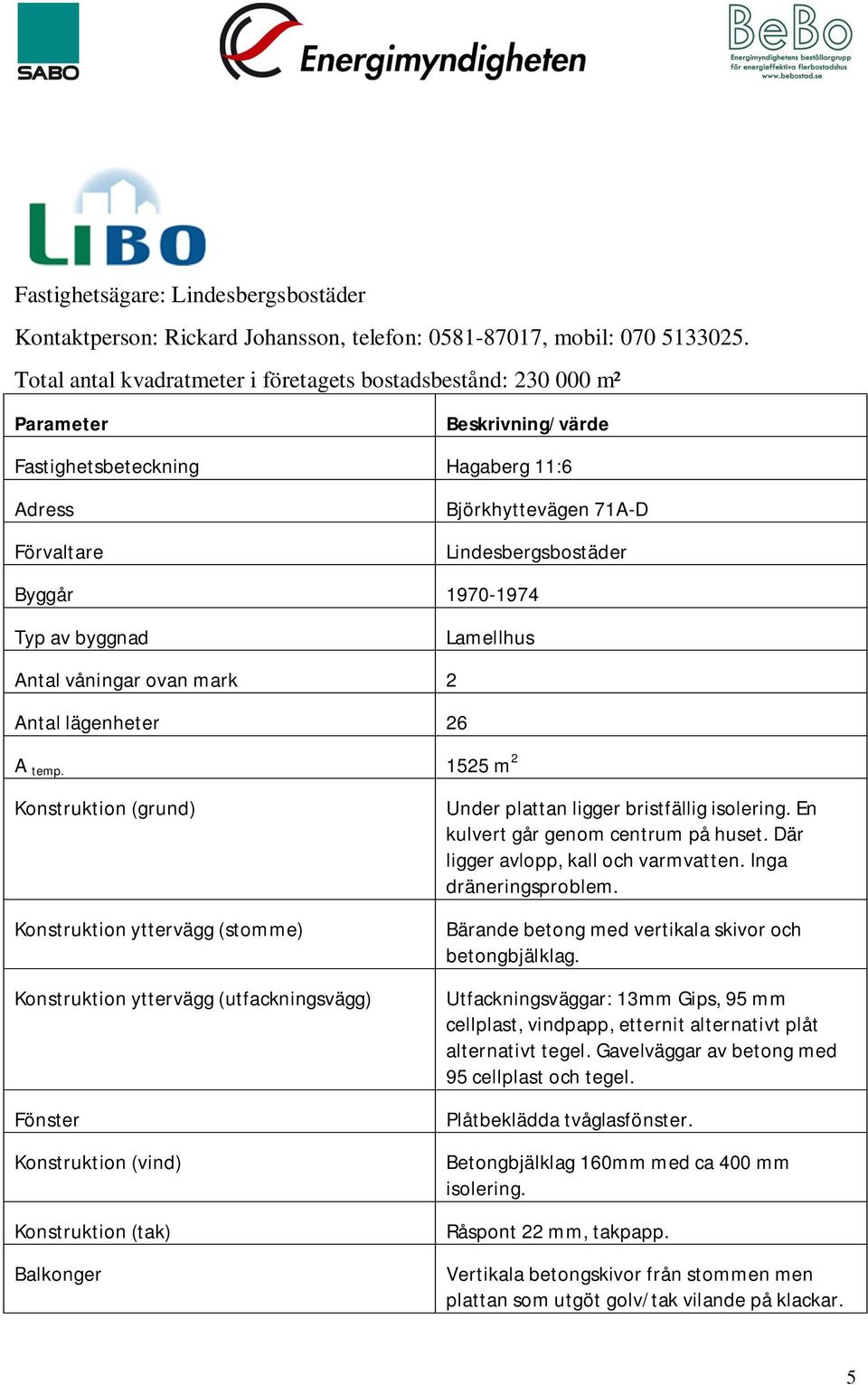 1970-1974 Typ av byggnad Lamellhus Antal våningar ovan mark 2 Antal lägenheter 26 A temp.