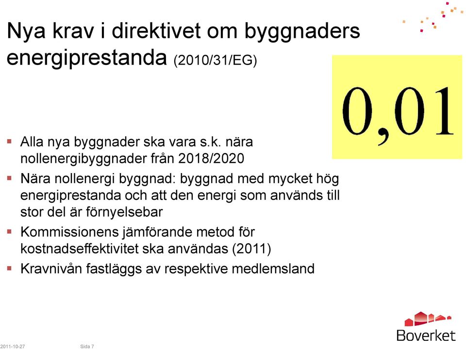 ivet om byggnaders energiprestanda (2010/31/EG) Alla nya byggnader ska