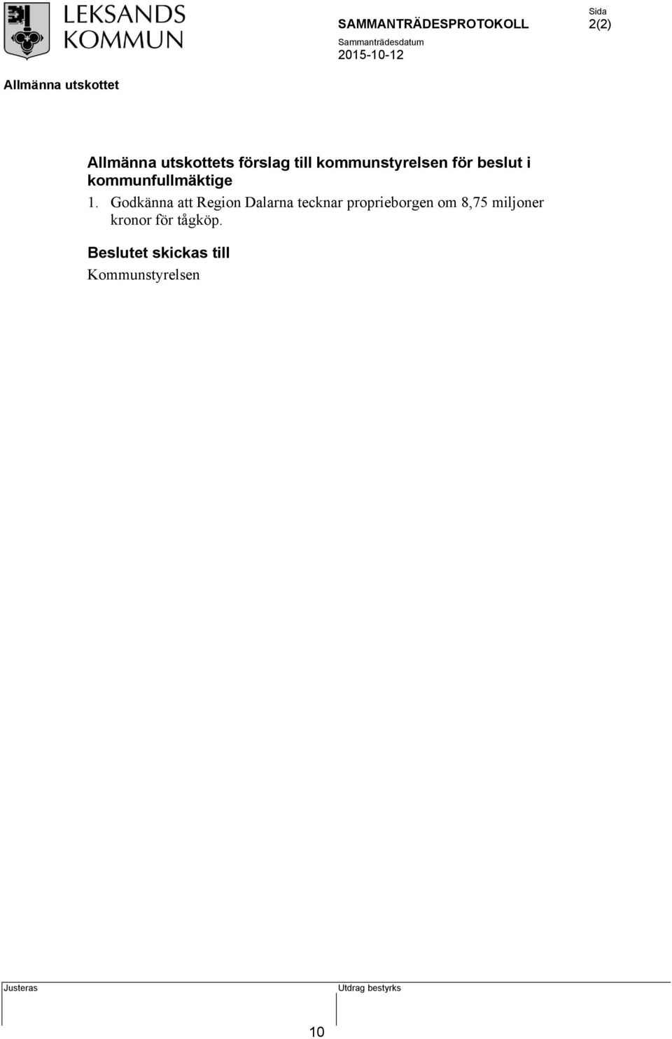 Godkänna att Region Dalarna tecknar