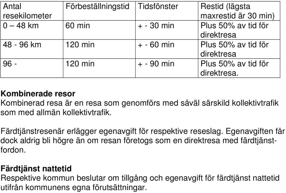 Kombinerade resor Kombinerad resa är en resa som genomförs med såväl särskild kollektivtrafik som med allmän kollektivtrafik.