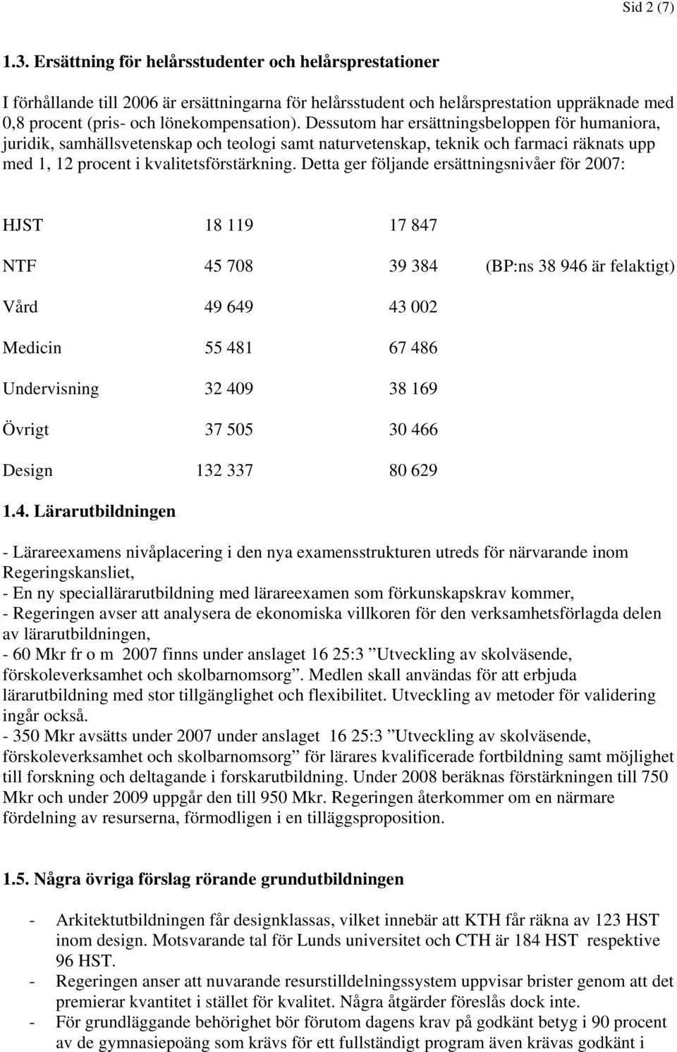 Dessutom har ersättningsbeloppen för humaniora, juridik, samhällsvetenskap och teologi samt naturvetenskap, teknik och farmaci räknats upp med 1, 12 procent i kvalitetsförstärkning.