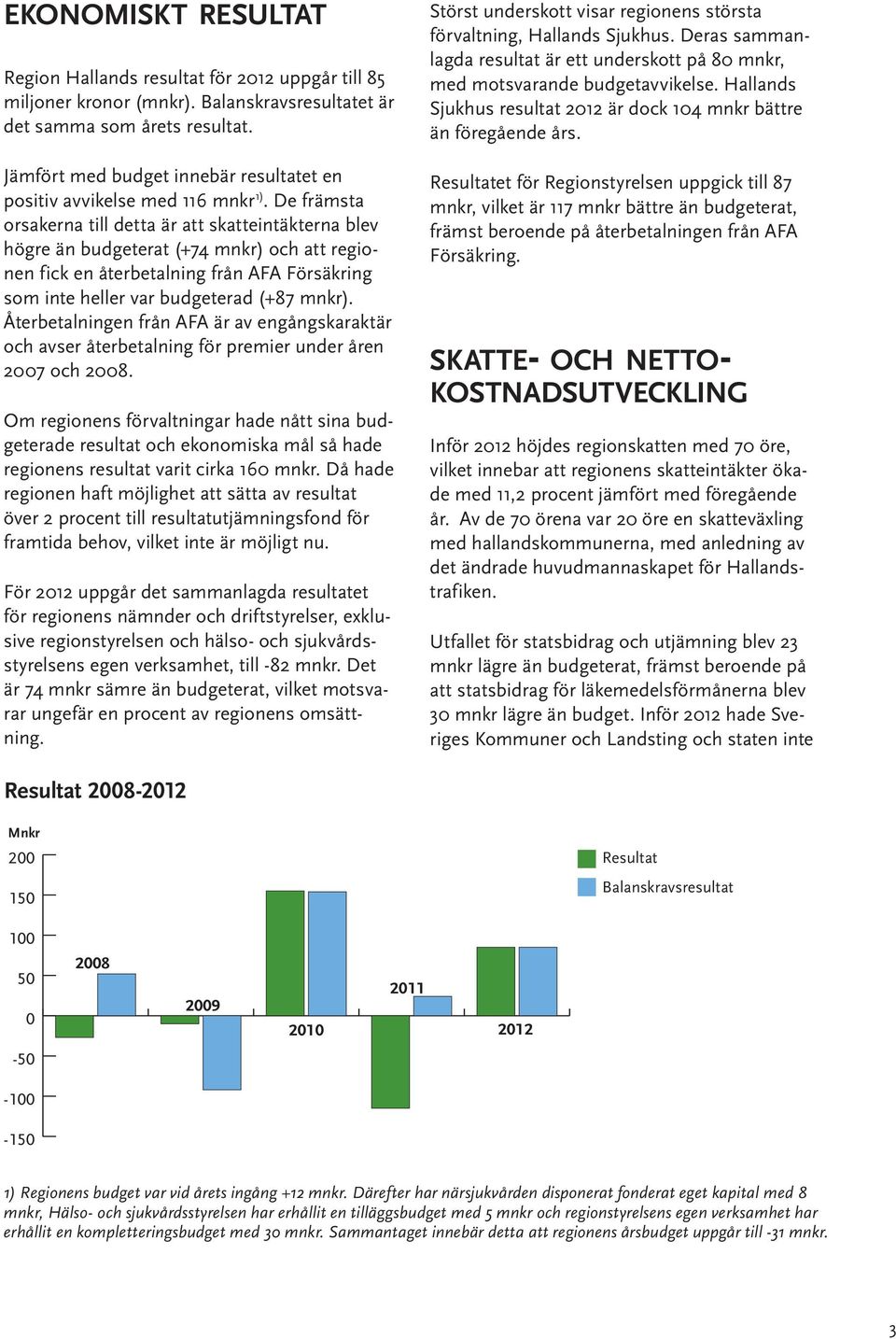 De främsta orsakerna till detta är att skatteintäkterna blev högre än budgeterat (+74 mnkr) och att regionen fick en återbetalning från AFA Försäkring som inte heller var budgeterad (+87 mnkr).