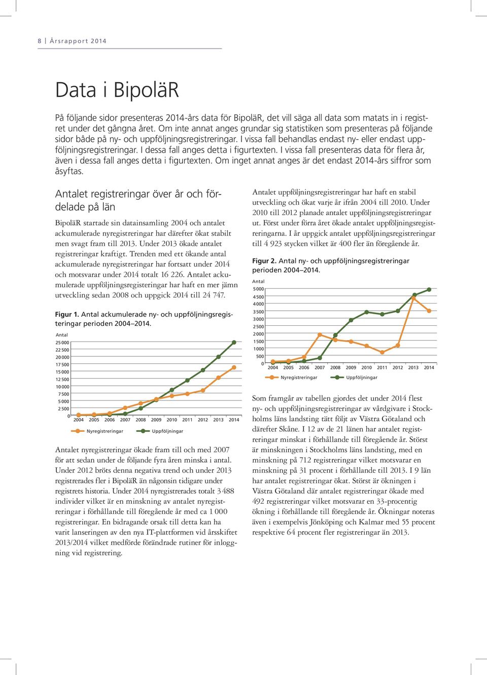 I dessa fall anges detta i figurtexten. I vissa fall presenteras data för flera år, även i dessa fall anges detta i figurtexten. Om inget annat anges är det endast 2014-års siffror som åsyftas.