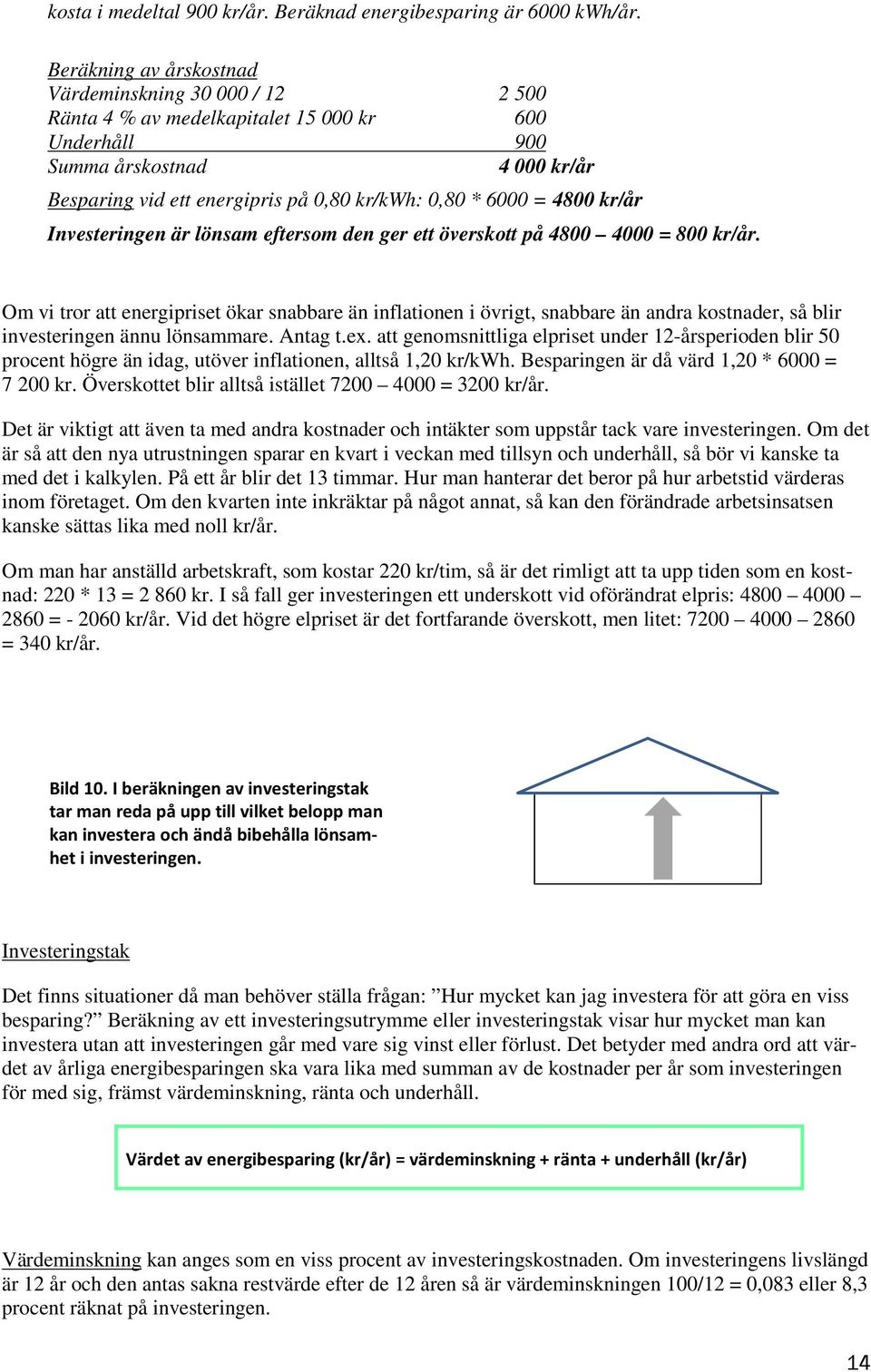 = 4800 kr/år Investeringen är lönsam eftersom den ger ett överskott på 4800 4000 = 800 kr/år.