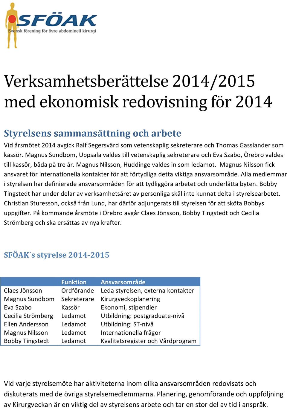 Magnus Nilsson fick ansvaret för internationella kontakter för att förtydliga detta viktiga ansvarsområde.