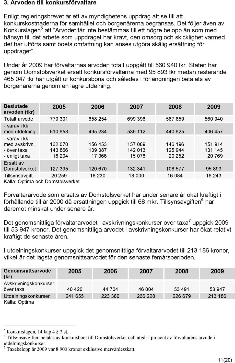 samt boets omfattning kan anses utgöra skälig ersättning för uppdraget. Under år 2009 har förvaltarnas arvoden totalt uppgått till 560 940 tkr.