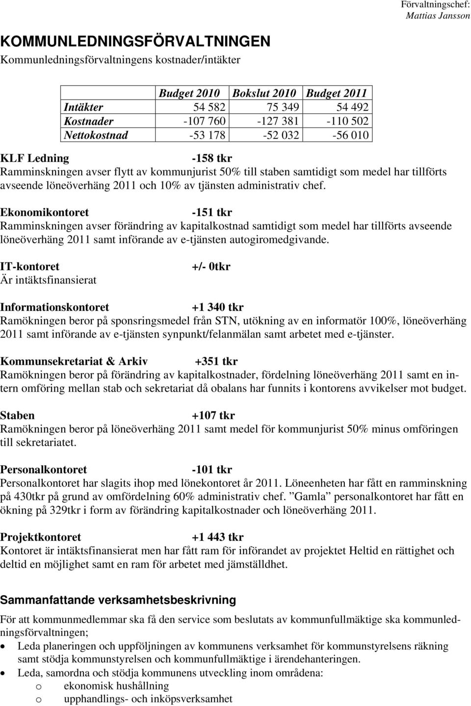 tjänsten administrativ chef.