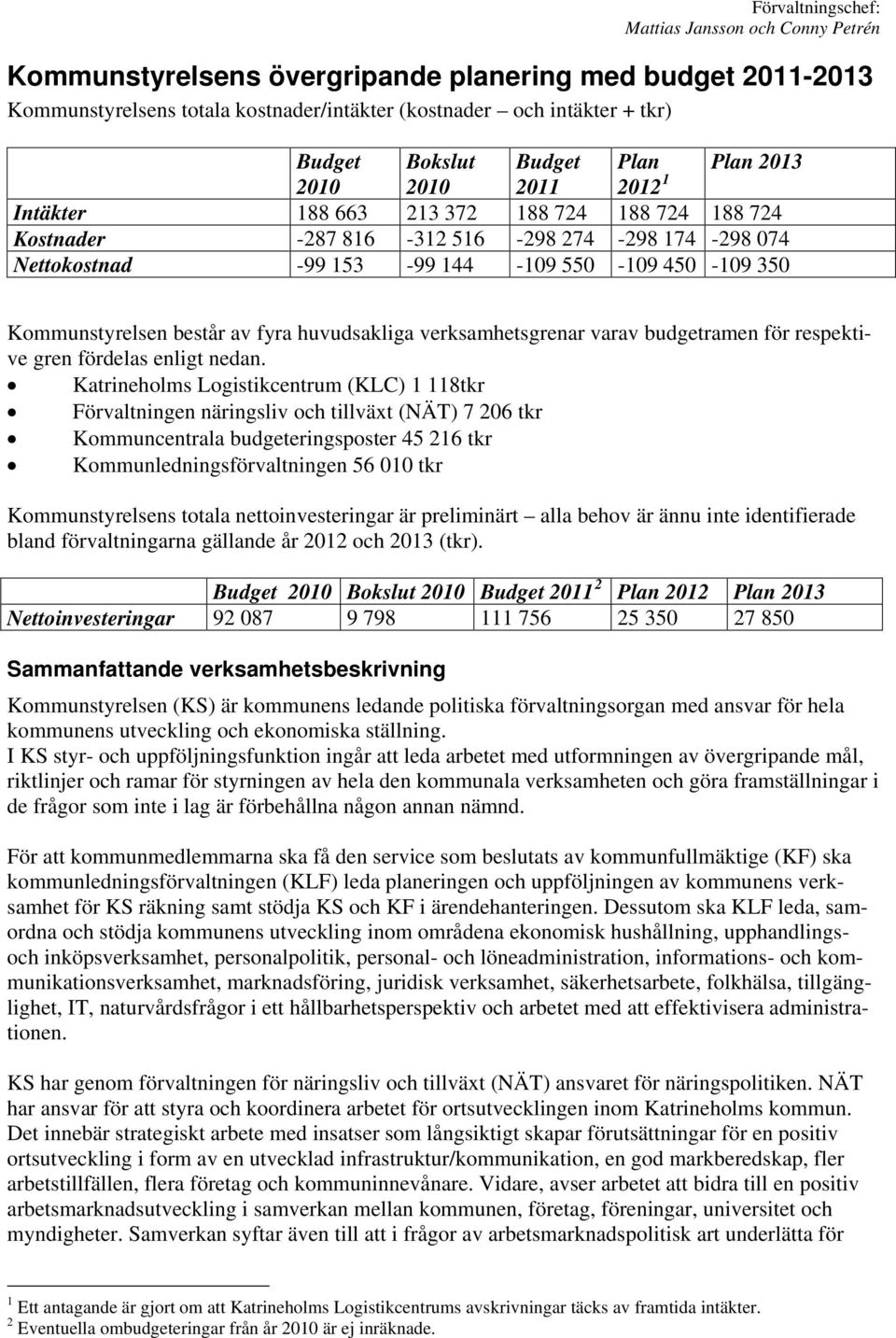 350 Kommunstyrelsen består av fyra huvudsakliga verksamhetsgrenar varav budgetramen för respektive gren fördelas enligt nedan.