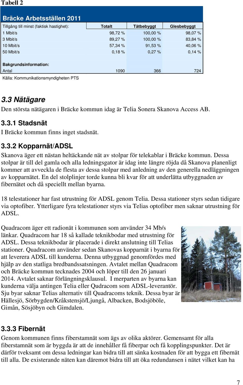3 Nätägare Den största nätägaren i Bräcke kommun idag är Telia Sonera Skanova Access AB. 3.3.1 Stadsnät I Bräcke kommun finns inget stadsnät. 3.3.2 Kopparnät/ADSL Skanova äger ett nästan heltäckande nät av stolpar för telekablar i Bräcke kommun.