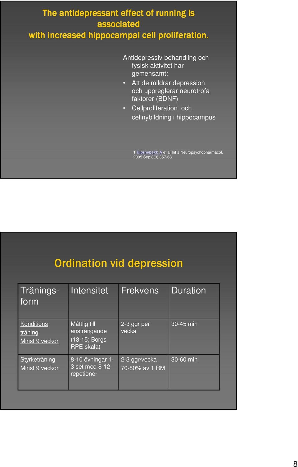 cellnybildning i hippocampus 1 Bjørnebekk A et al Int J Neuropsychopharmacol. 2005 Sep;8(3):357-68.