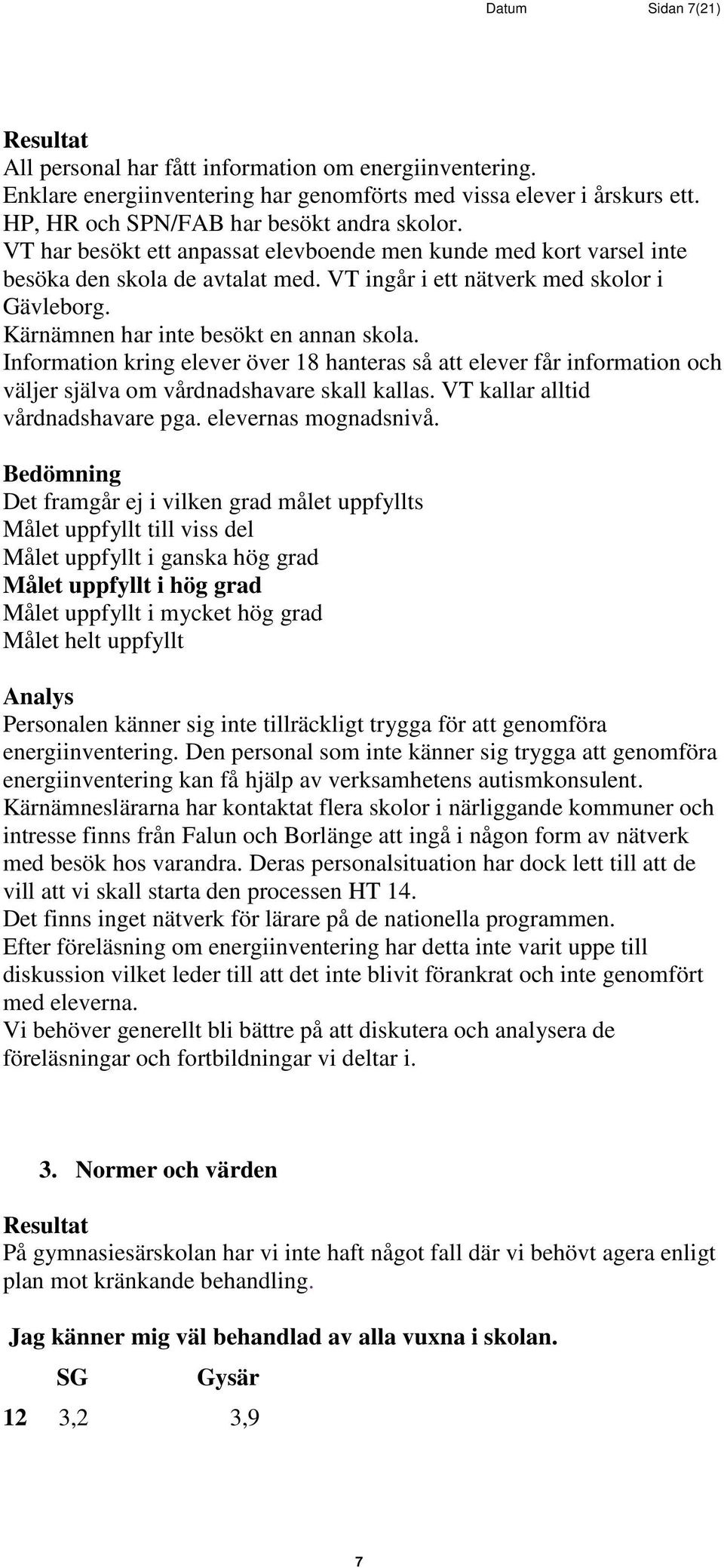 Information kring elever över 18 hanteras så att elever får information och väljer själva om vårdnadshavare skall kallas. VT kallar alltid vårdnadshavare pga. elevernas mognadsnivå.