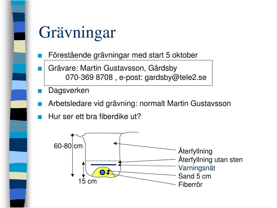 se Dagsverken Arbetsledare vid grävning: normalt Martin Gustavsson Hur ser