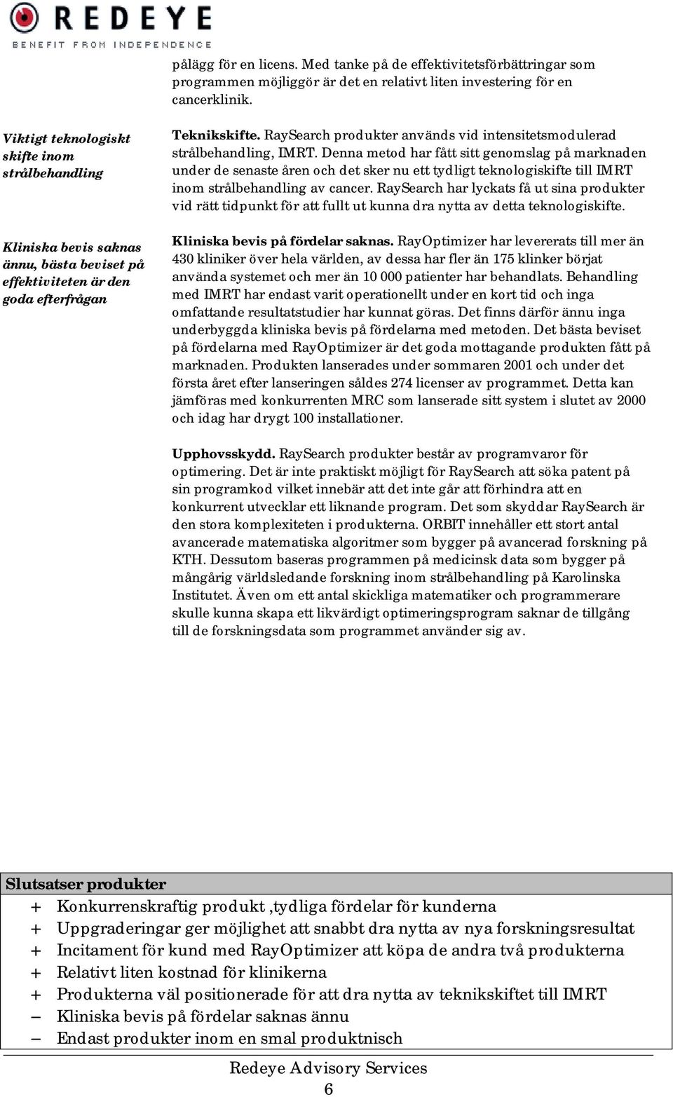RaySearch produkter används vid intensitetsmodulerad strålbehandling, IMRT.