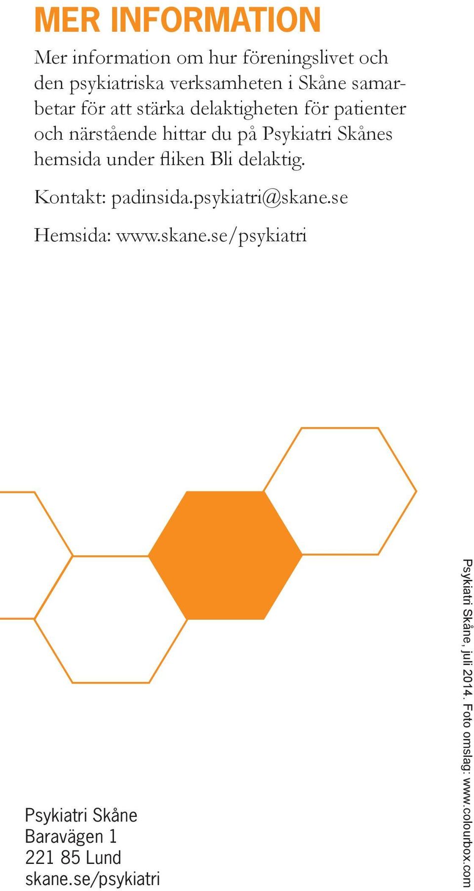 hemsida under fliken Bli delaktig. Kontakt: padinsida.psykiatri@skane.