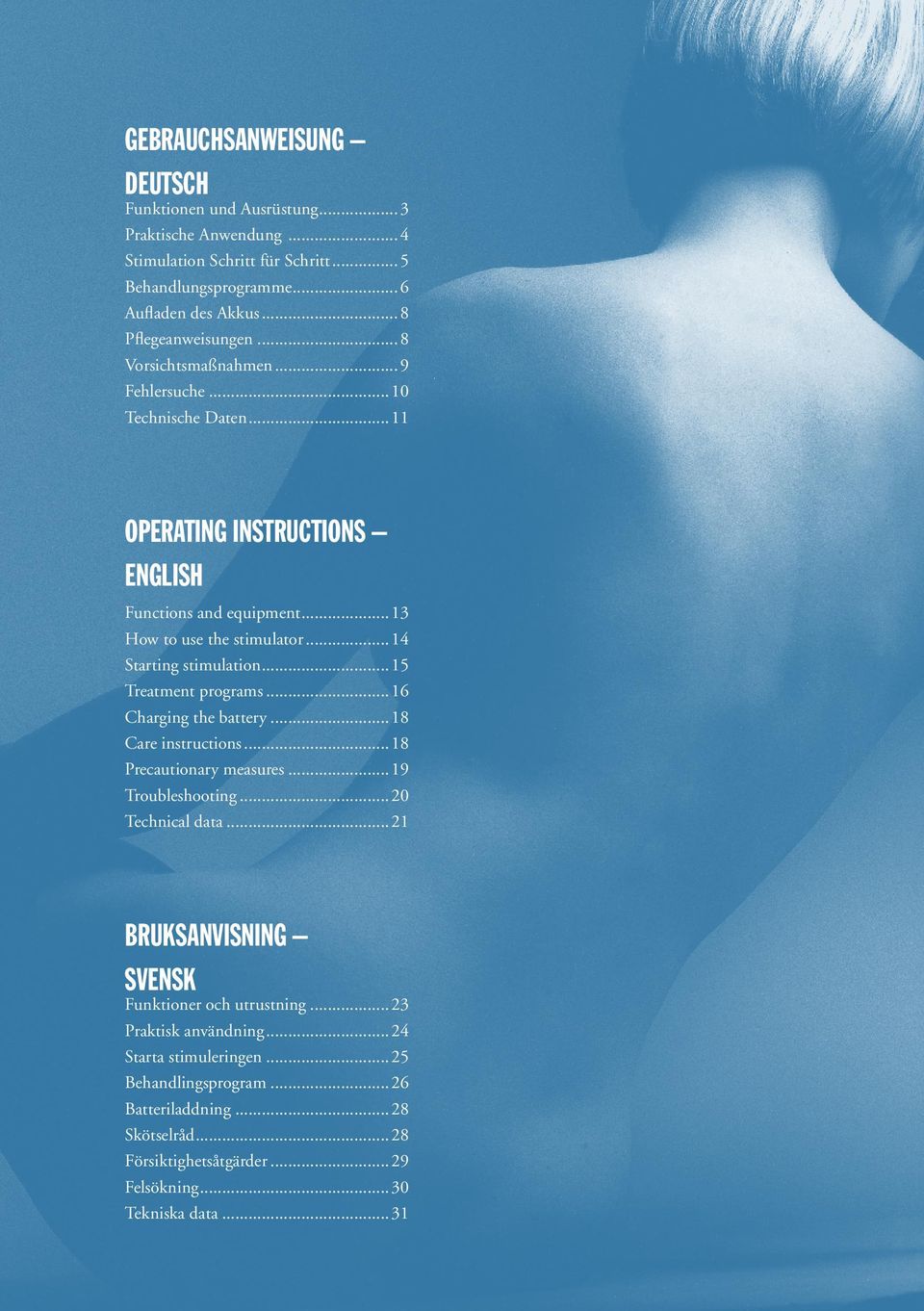 .. 15 Treatment programs... 16 Charging the battery... 18 Care instructions... 18 Precautionary measures... 19 Troubleshooting... 20 Technical data.