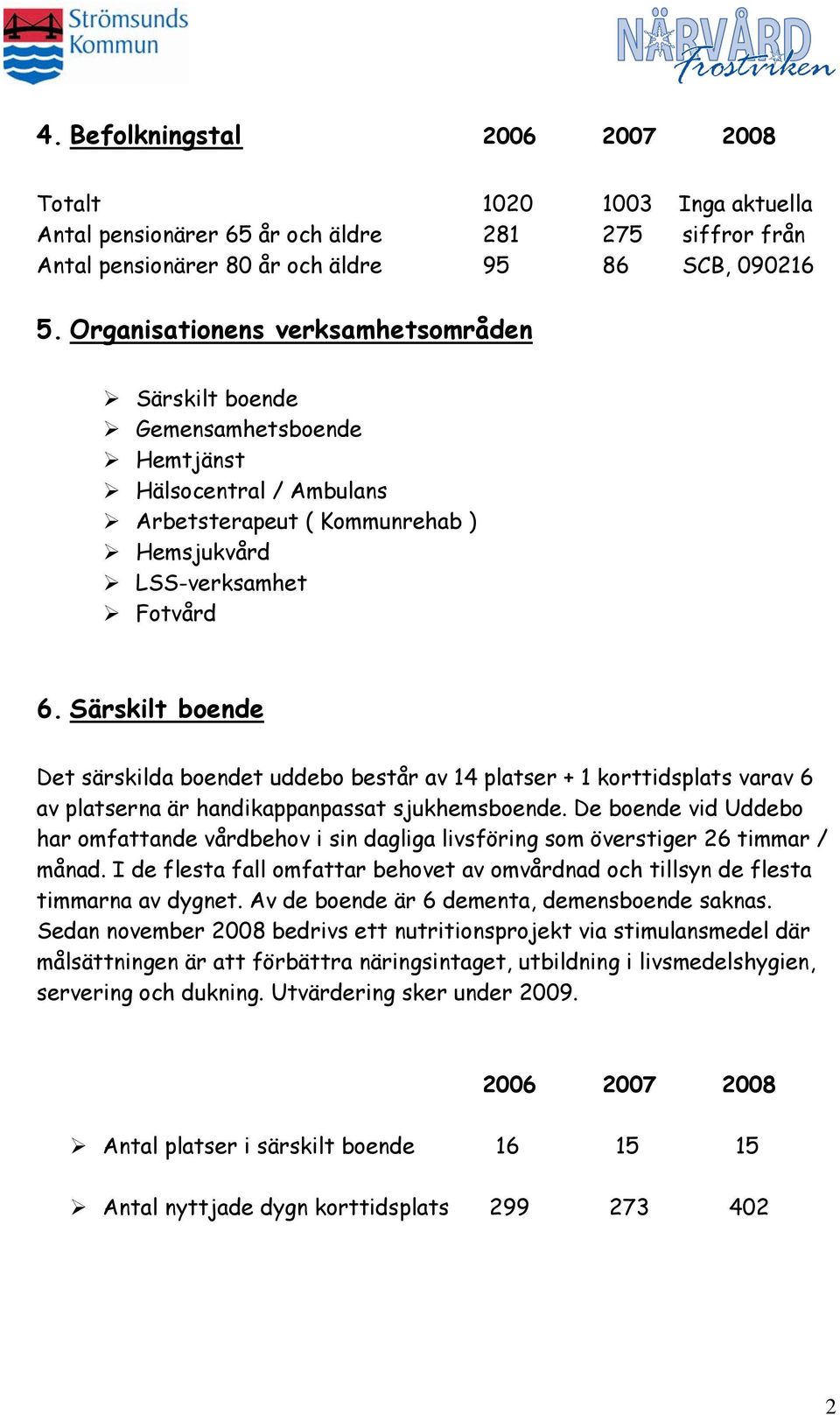 Särskilt boende Det särskilda boendet uddebo består av 14 platser + 1 korttidsplats varav 6 av platserna är handikappanpassat sjukhemsboende.