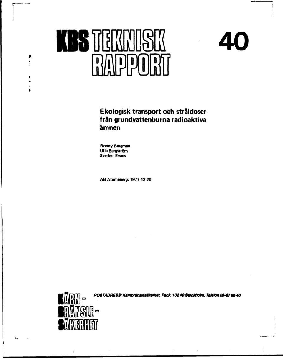Bergström Sverker Evans AB Atomenergi 977 2 2