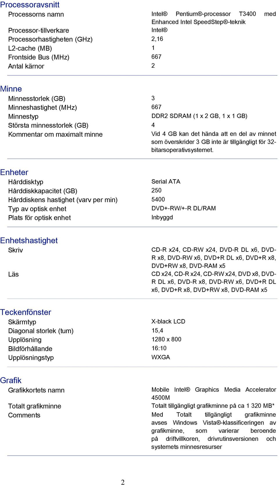 att en del av minnet som överskrider 3 GB inte är tillgängligt för 32- bitarsoperativsystemet.