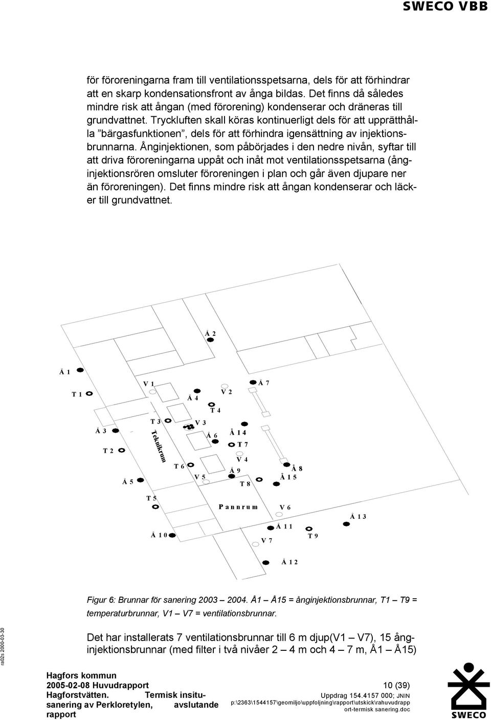 Tryckluften skall köras kontinuerligt dels för att upprätthålla bärgasfunktionen, dels för att förhindra igensättning av injektionsbrunnarna.