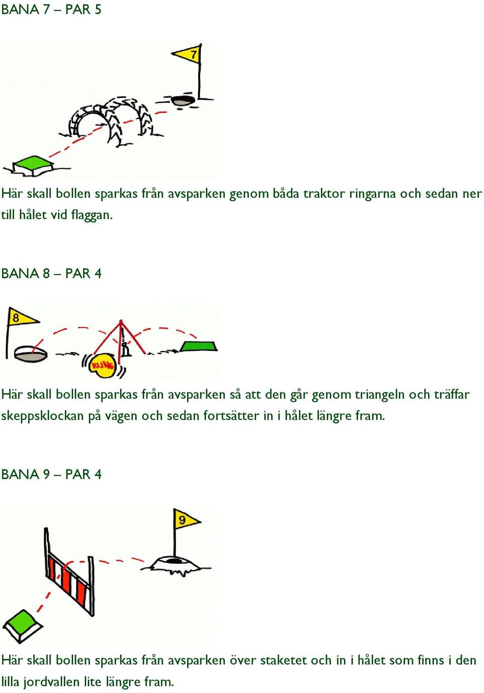 BANA 8 PAR 4 Här skall bollen sparkas från avsparken så att den går genom triangeln och träffar