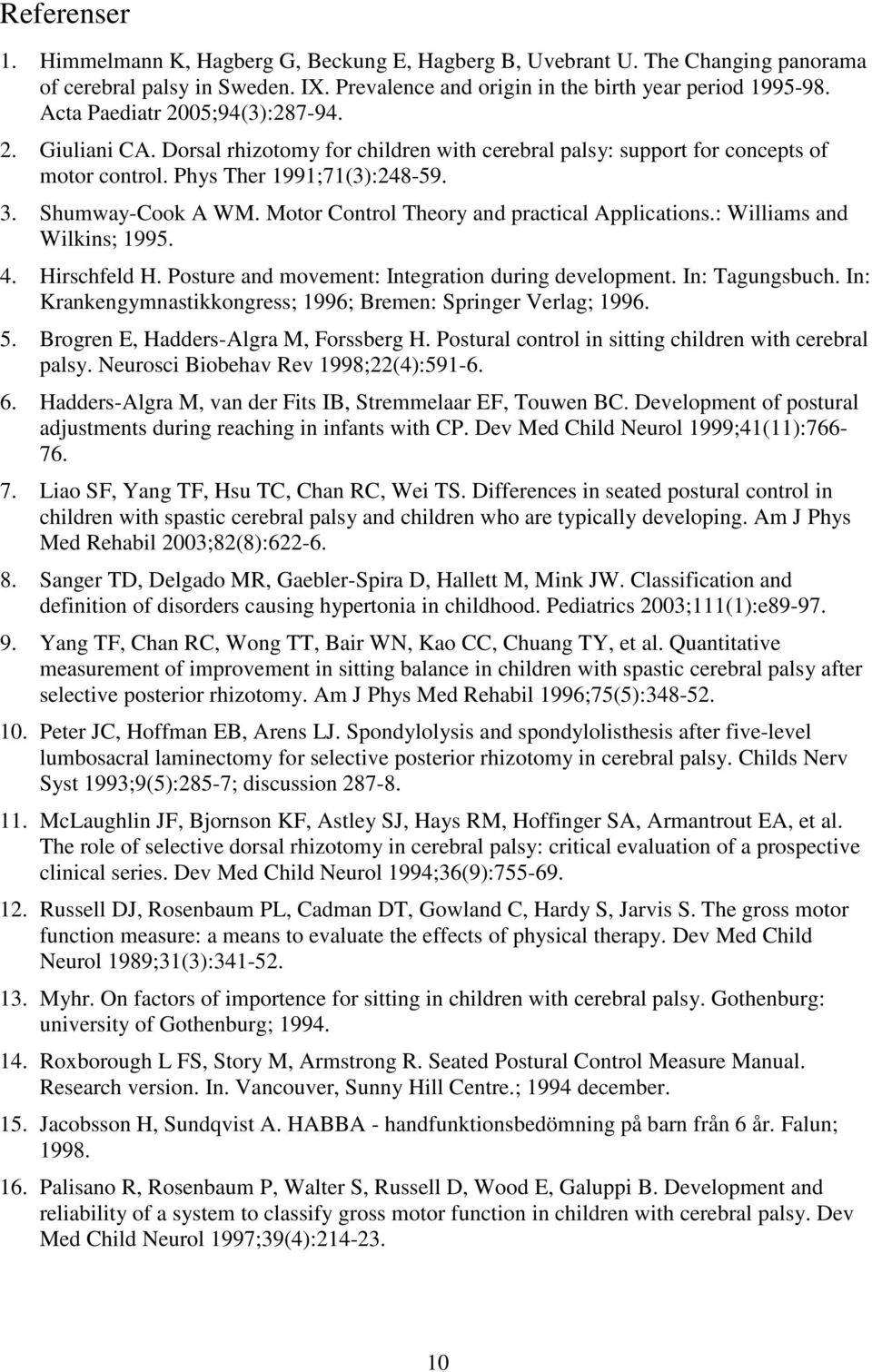 Motor Control Theory and practical Applications.: Williams and Wilkins; 1995. 4. Hirschfeld H. Posture and movement: Integration during development. In: Tagungsbuch.