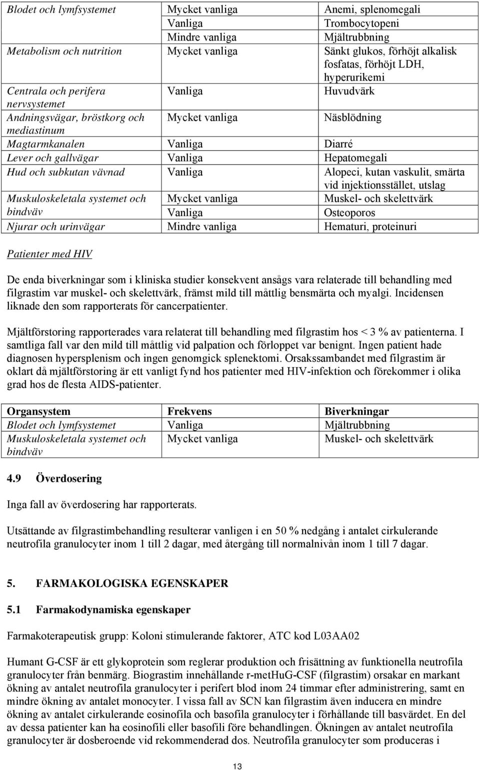 Hepatomegali Hud och subkutan vävnad Vanliga Alopeci, kutan vaskulit, smärta vid injektionsstället, utslag Muskuloskeletala systemet och Mycket vanliga Muskel- och skelettvärk bindväv Vanliga