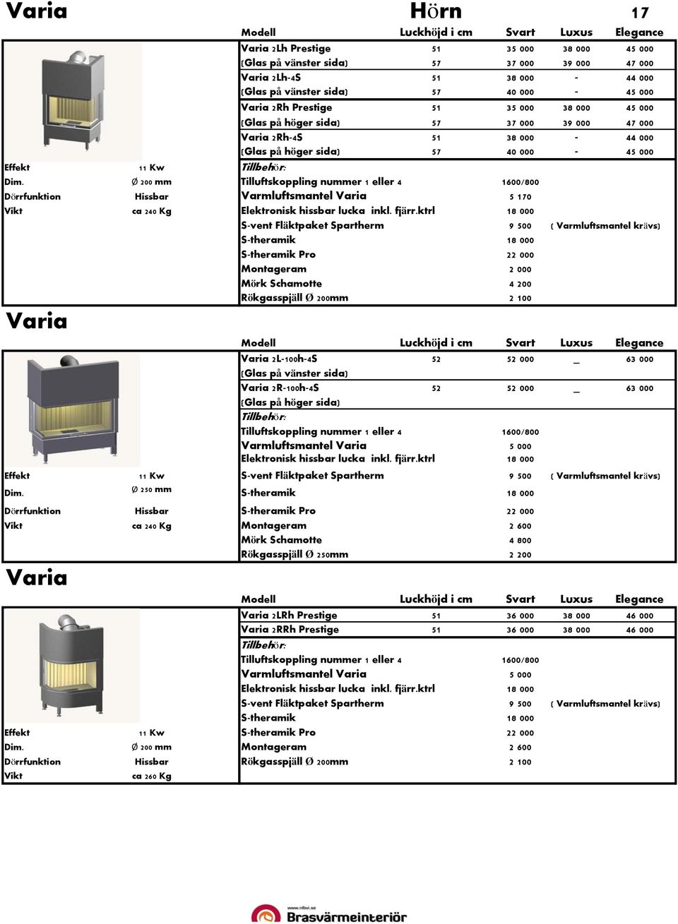 Ø 200 mm Dörrfunktion Hissbar Varmluftsmantel 5 170 ca 240 Kg Montageram 2 000 Mörk Schamotte 4 200 Rökgasspjäll Ø 200mm 2 100 2L-100h-4S 52 52 000 _ 63 000 (Glas på vänster sida) 2R-100h-4S 52 52
