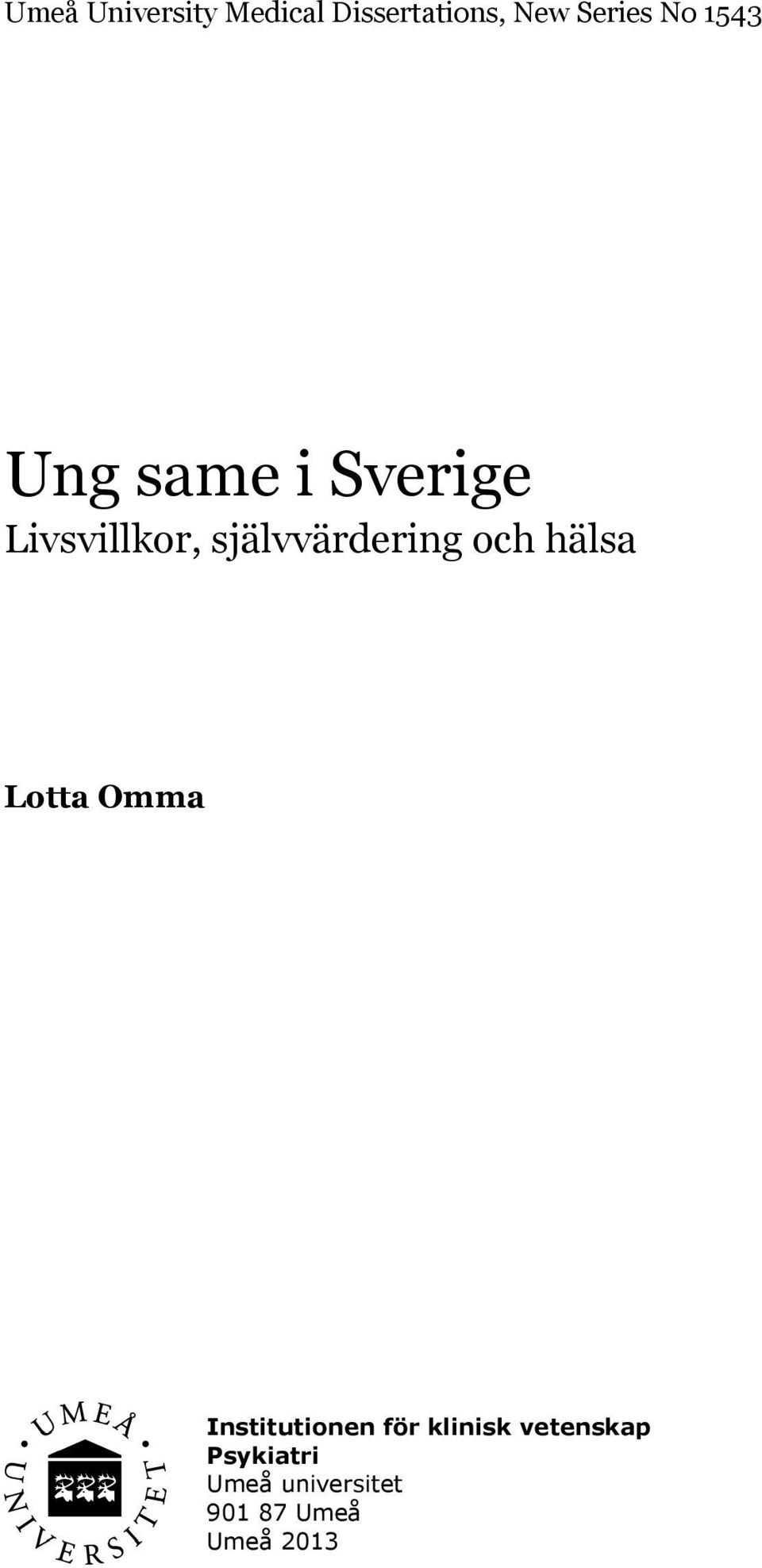 och hälsa Lotta Omma Institutionen för klinisk