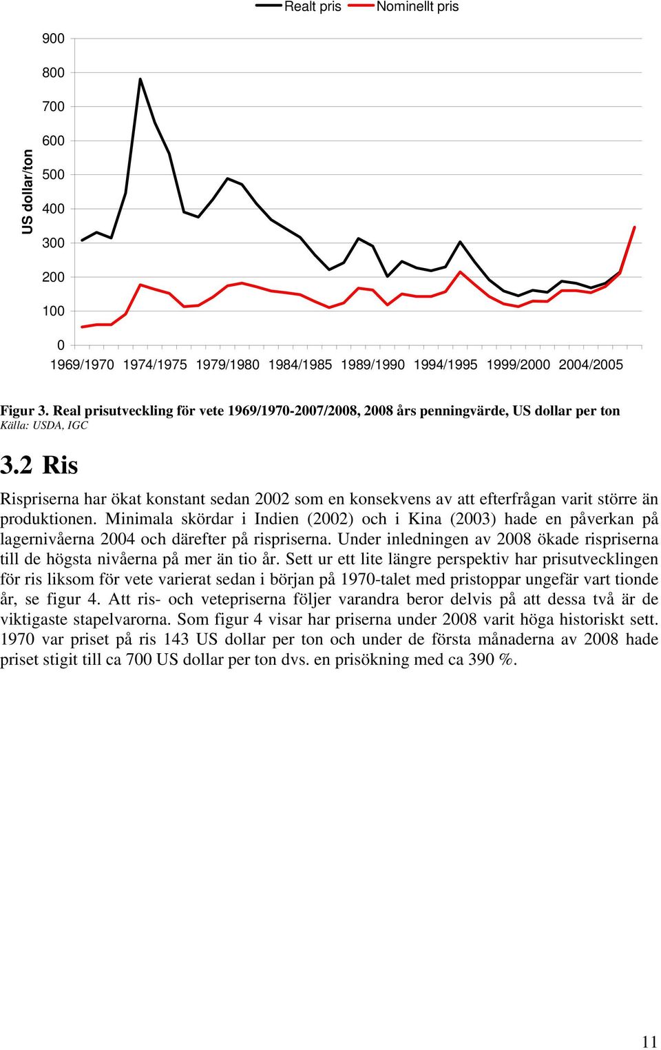 2 Ris Rispriserna har ökat konstant sedan 2002 som en konsekvens av att efterfrågan varit större än produktionen.