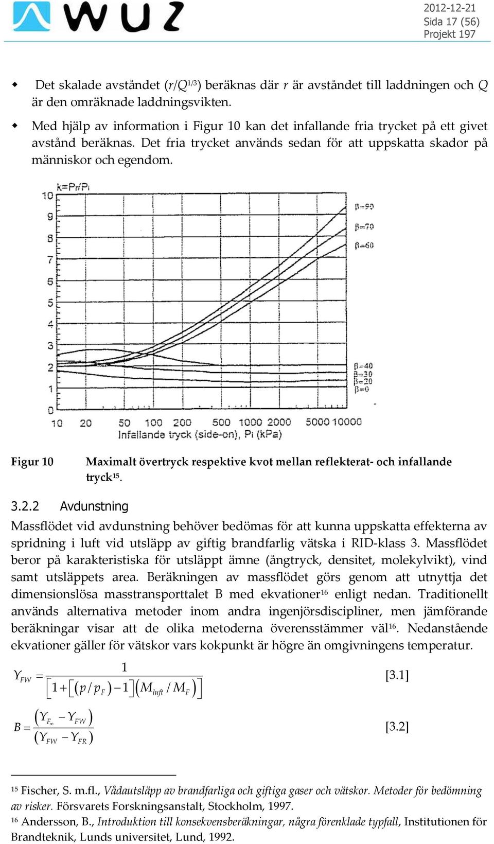 Figur 10 Maximalt övertryck respektive kvot mellan reflekterat- och infallande tryck 15. 3.2.