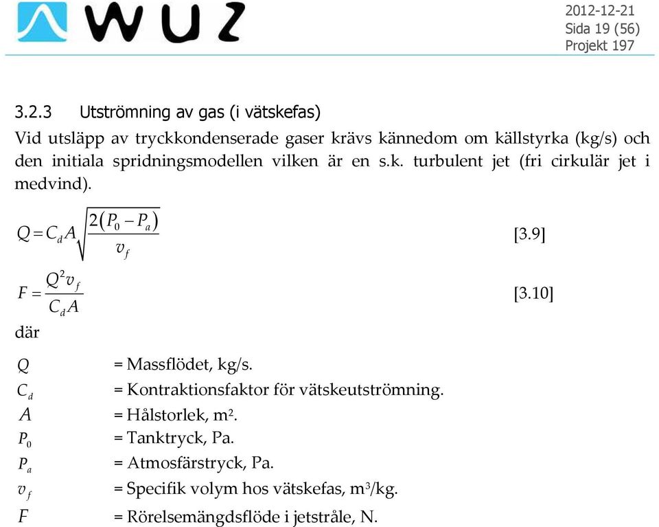initiala spridningsmodellen vilken är en s.k. turbulent jet (fri cirkulär jet i medvind).