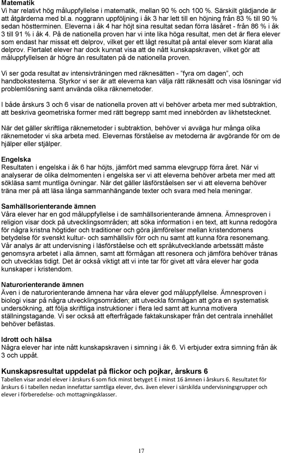 På de nationella proven har vi inte lika höga resultat, men det är flera elever som endast har missat ett delprov, vilket ger ett lågt resultat på antal elever som klarat alla delprov.