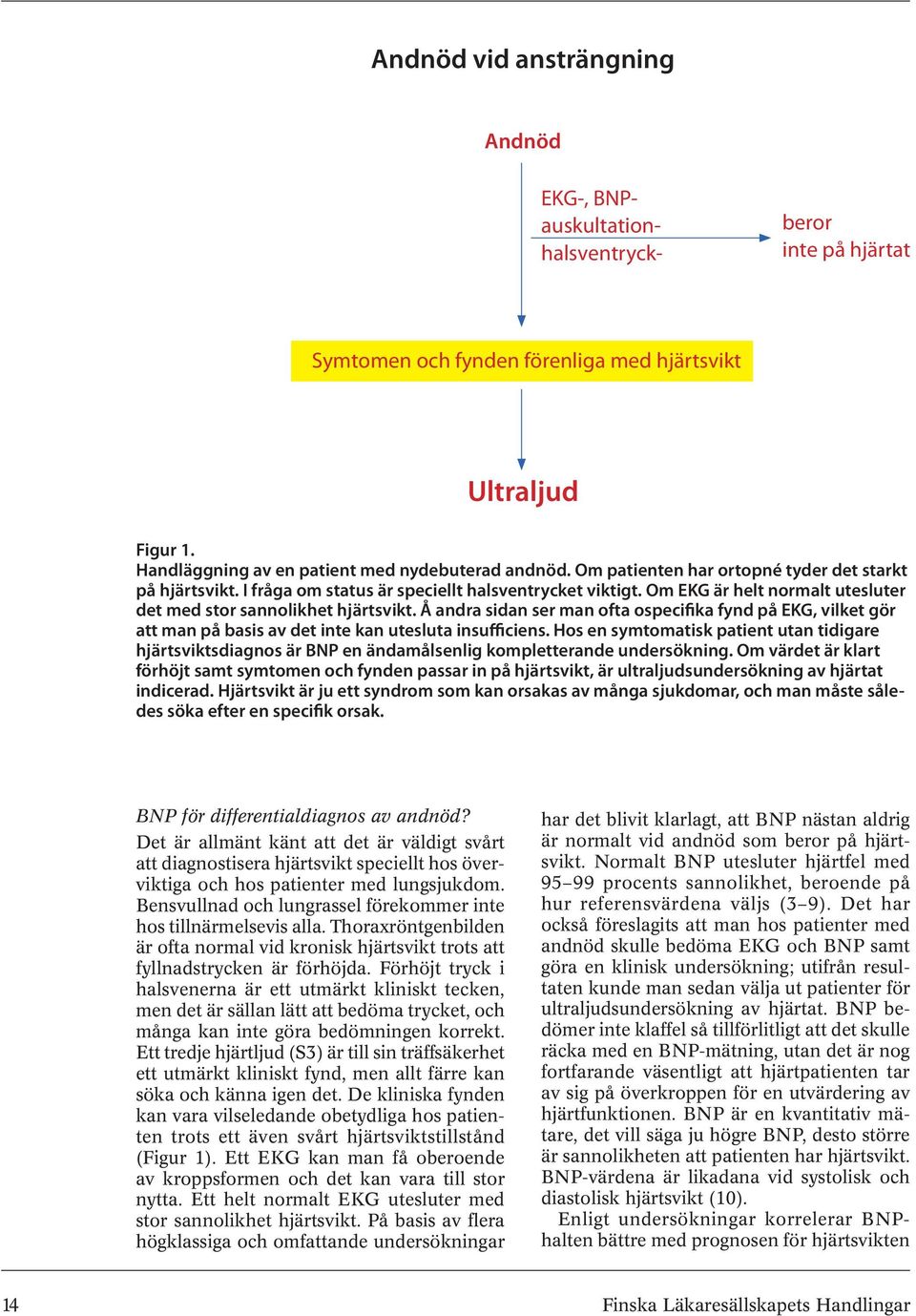 Om EKG är helt normalt utesluter det med stor sannolikhet hjärtsvikt. Å andra sidan ser man ofta ospecifika fynd på EKG, vilket gör att man på basis av det inte kan utesluta insufficiens.