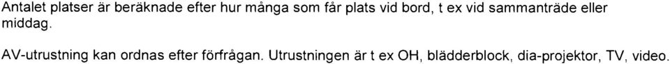 AV-utrustning kan ordnas efter förfrågan.