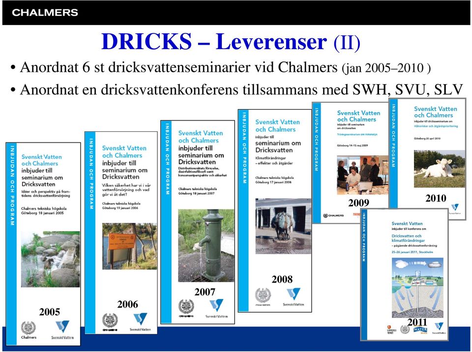 2010 ) Anordnat en dricksvattenkonferens