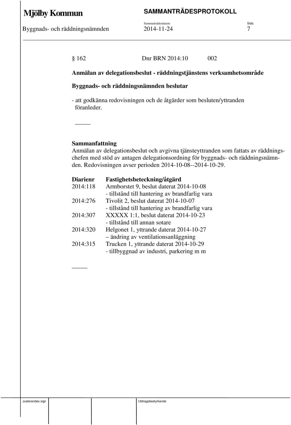Redovisningen avser perioden 2014-10-08--2014-10-29.
