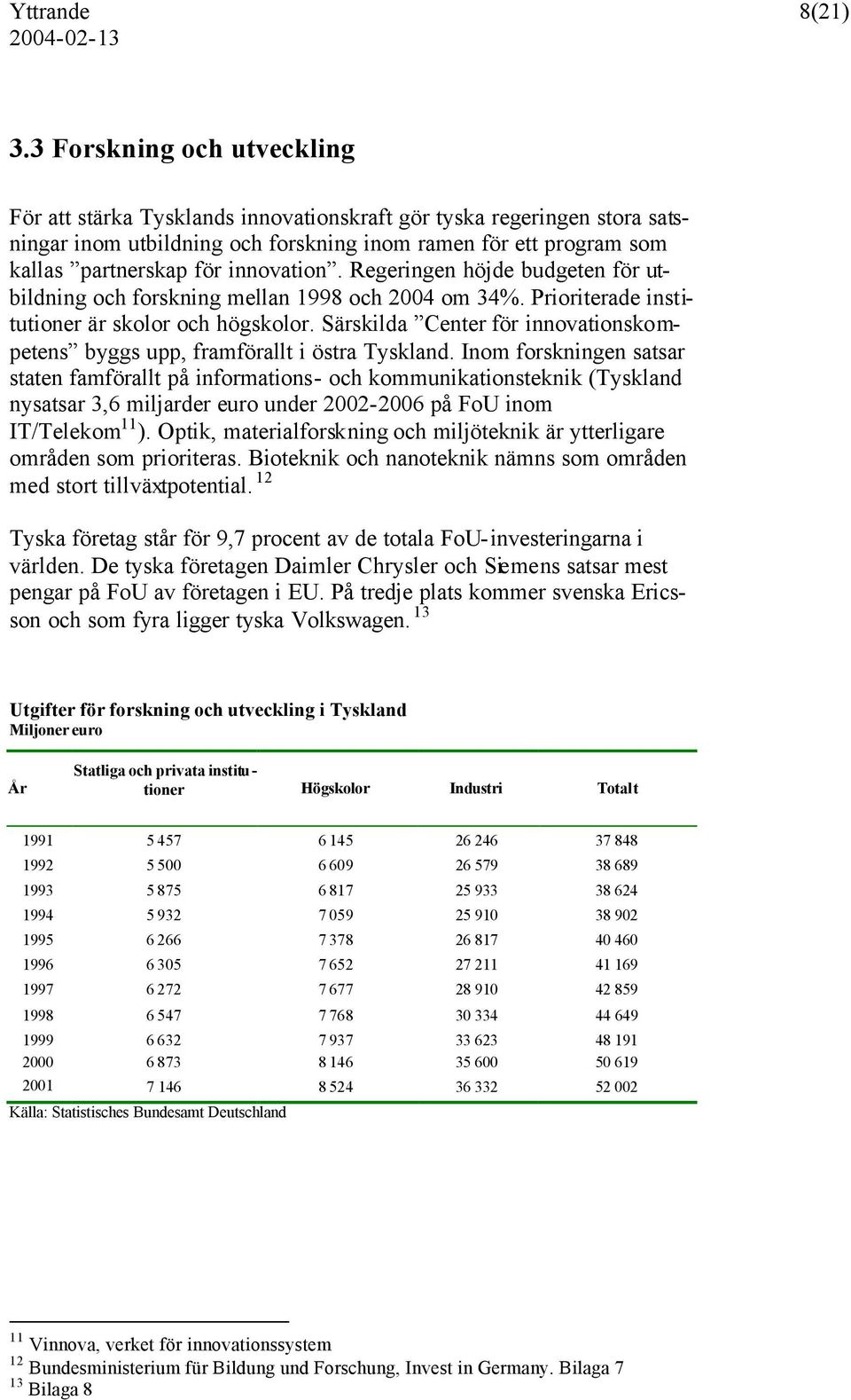 innovation. Regeringen höjde budgeten för utbildning och forskning mellan 1998 och 2004 om 34%. Prioriterade institutioner är skolor och högskolor.