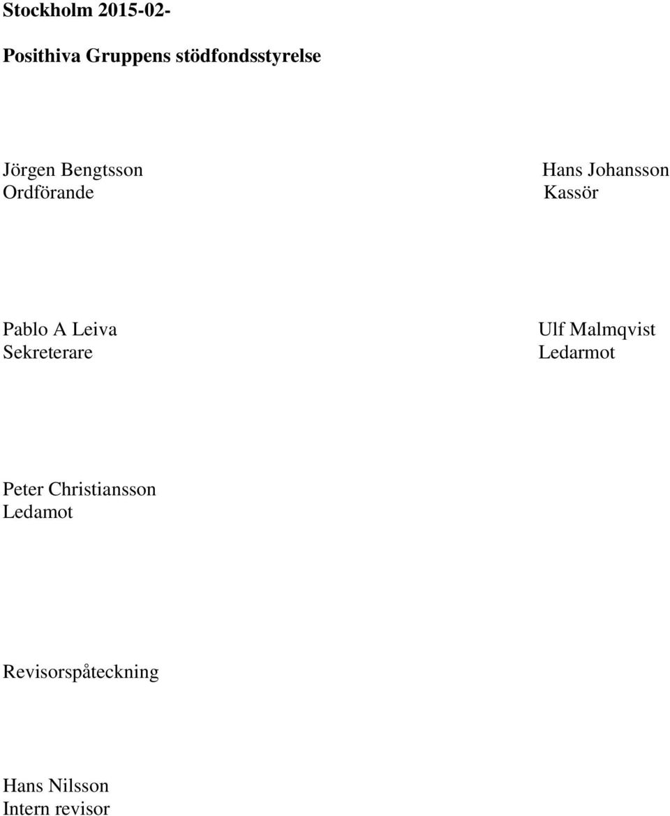 Leiva Sekreterare Ulf Malmqvist Ledarmot Peter