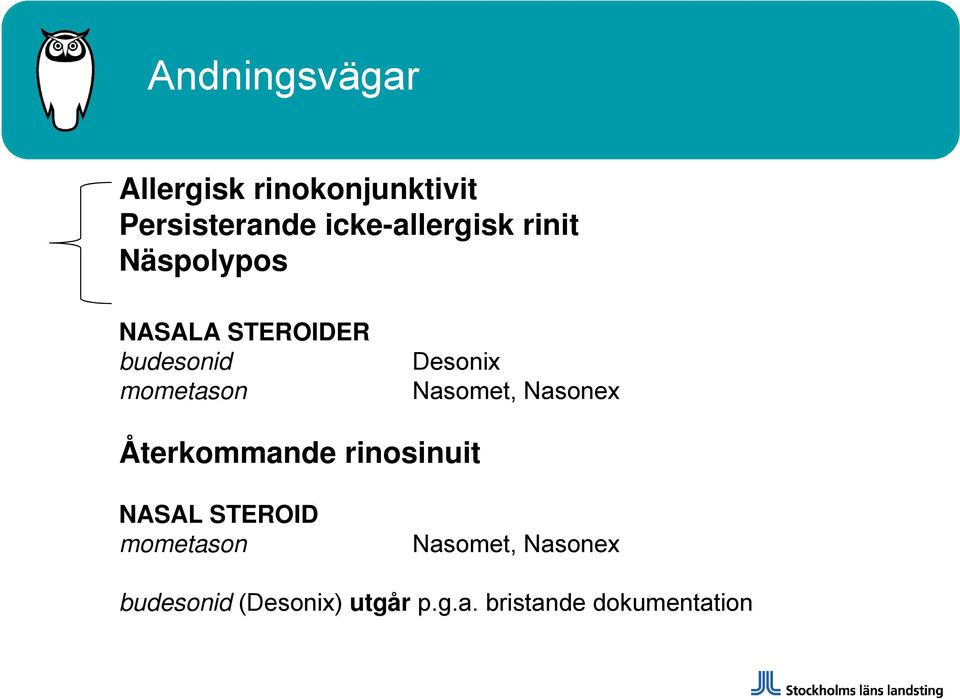 mometason Desonix Nasomet, Nasonex Återkommande rinosinuit NASAL