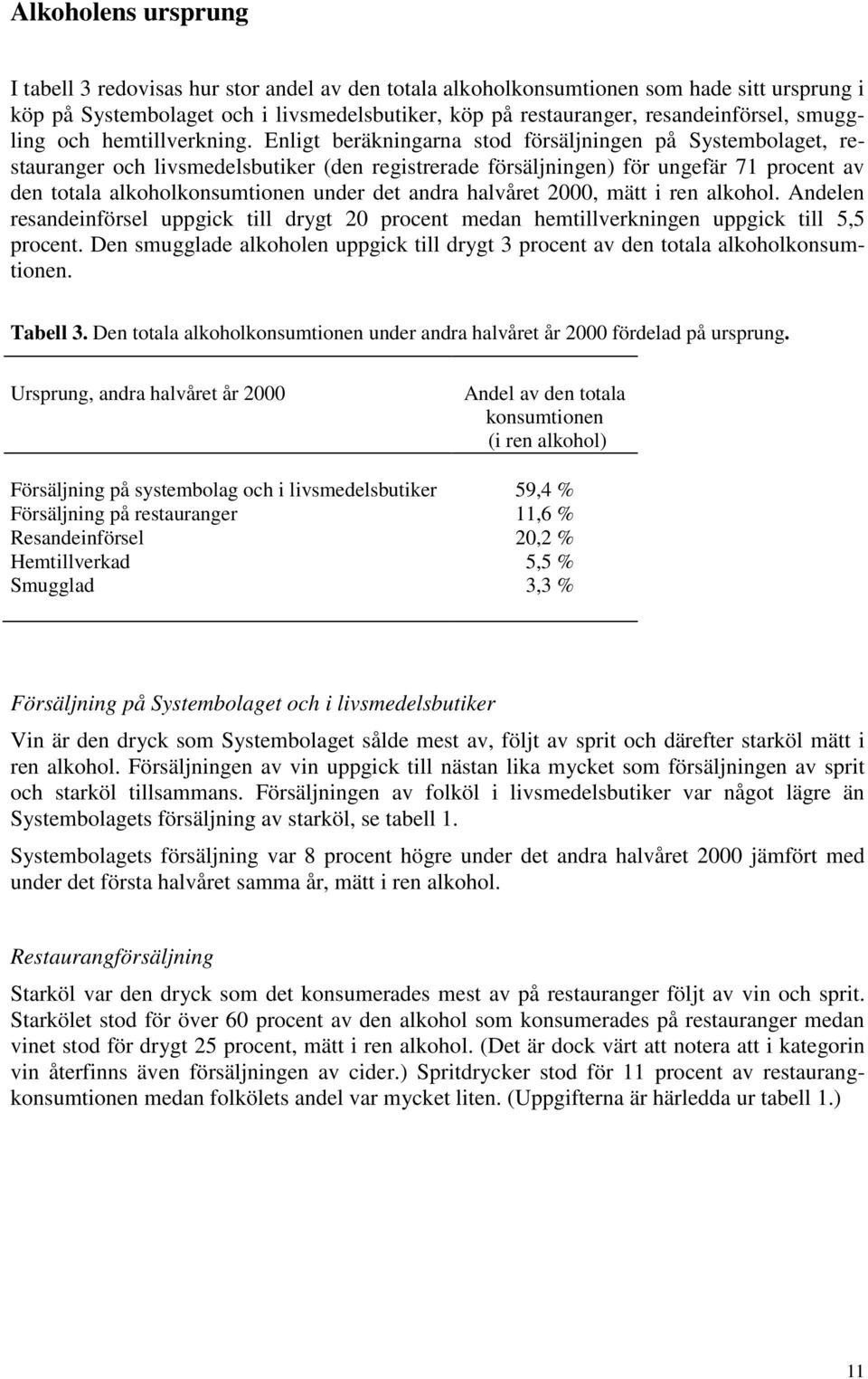 Enligt beräkningarna stod försäljningen på Systembolaget, restauranger och livsmedelsbutiker (den registrerade försäljningen) för ungefär 71 procent av den totala alkoholkonsumtionen under det andra