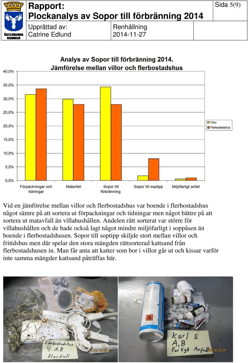 Andelen rätt sorterat var större för villahushållen och de hade också lagt något mindre miljöfarligt i soppåsen än boende i flerbostadshusen.