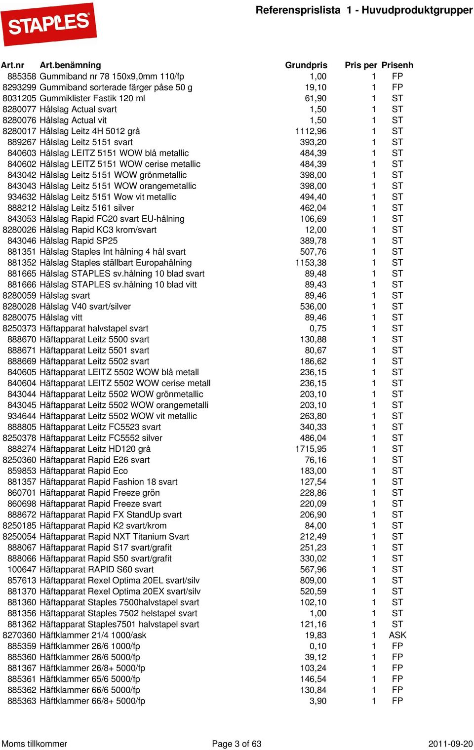 5151 WOW cerise metallic 484,39 1 ST 843042 Hålslag Leitz 5151 WOW grönmetallic 398,00 1 ST 843043 Hålslag Leitz 5151 WOW orangemetallic 398,00 1 ST 934632 Hålslag Leitz 5151 Wow vit metallic 494,40