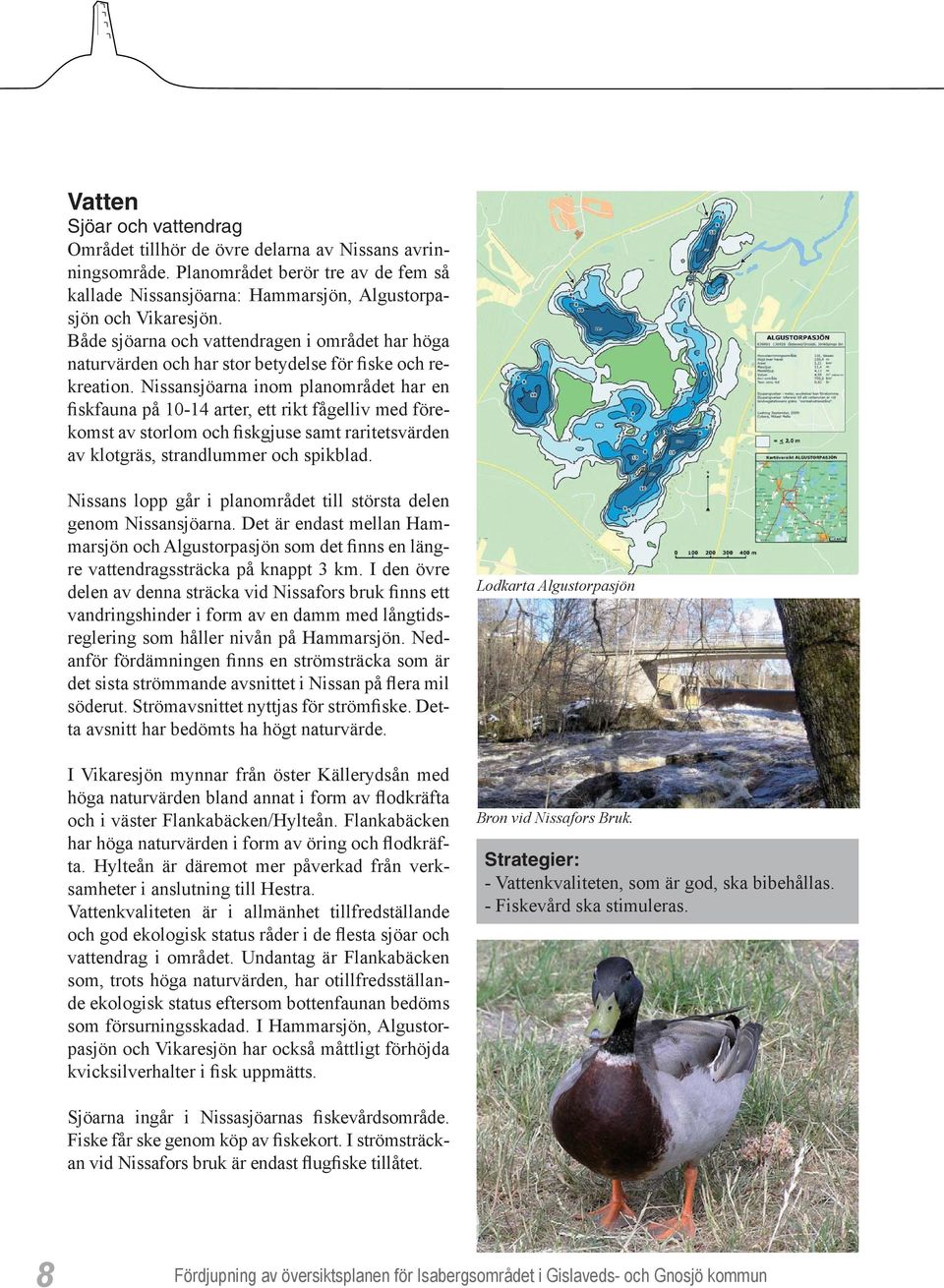 Nissansjöarna inom planområdet har en fiskfauna på 10-14 arter, ett rikt fågelliv med förekomst av storlom och fiskgjuse samt raritetsvärden av klotgräs, strandlummer och spikblad.