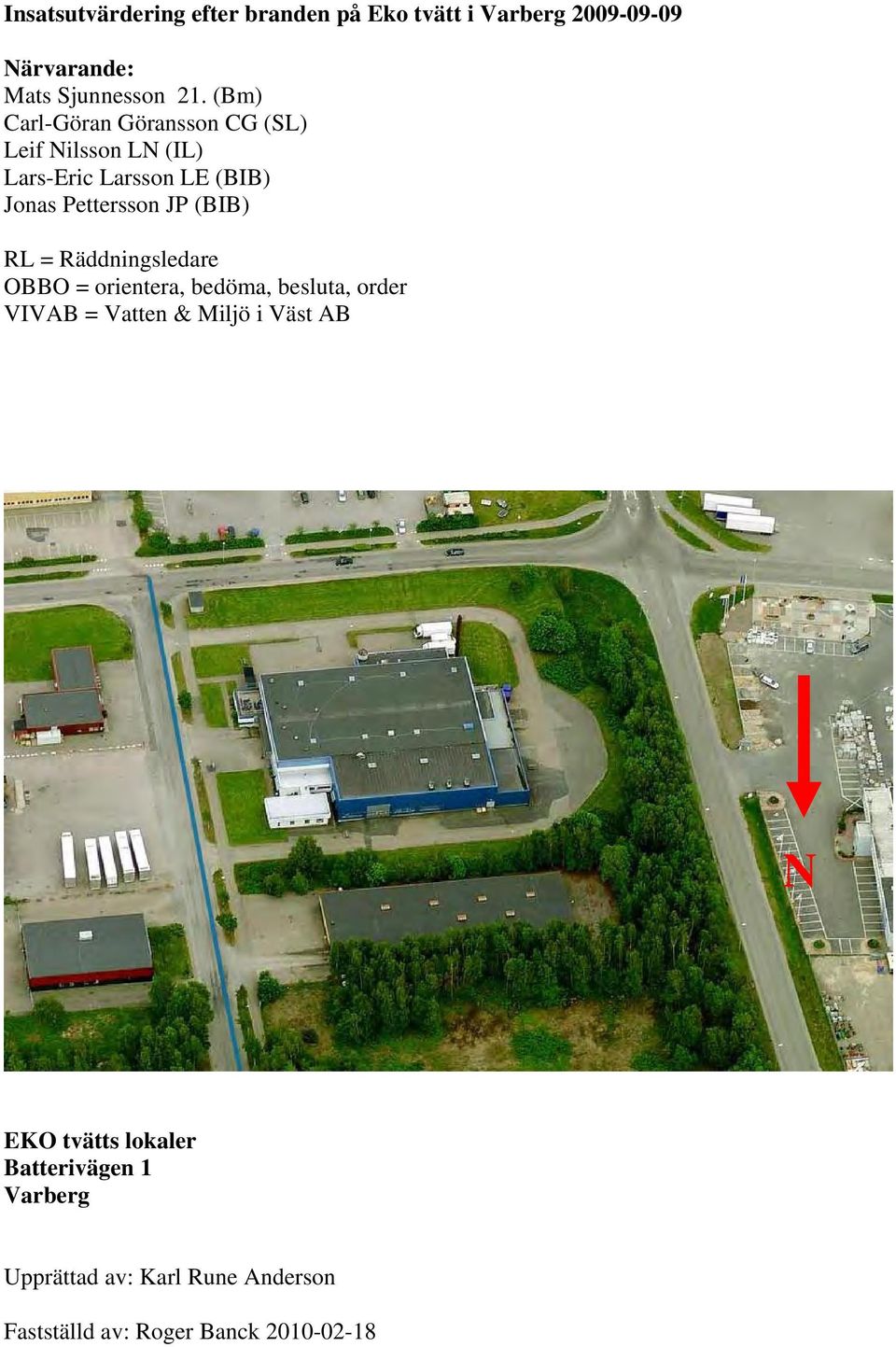 (BIB) RL = Räddningsledare OBBO = orientera, bedöma, besluta, order VIVAB = Vatten & Miljö i Väst AB N