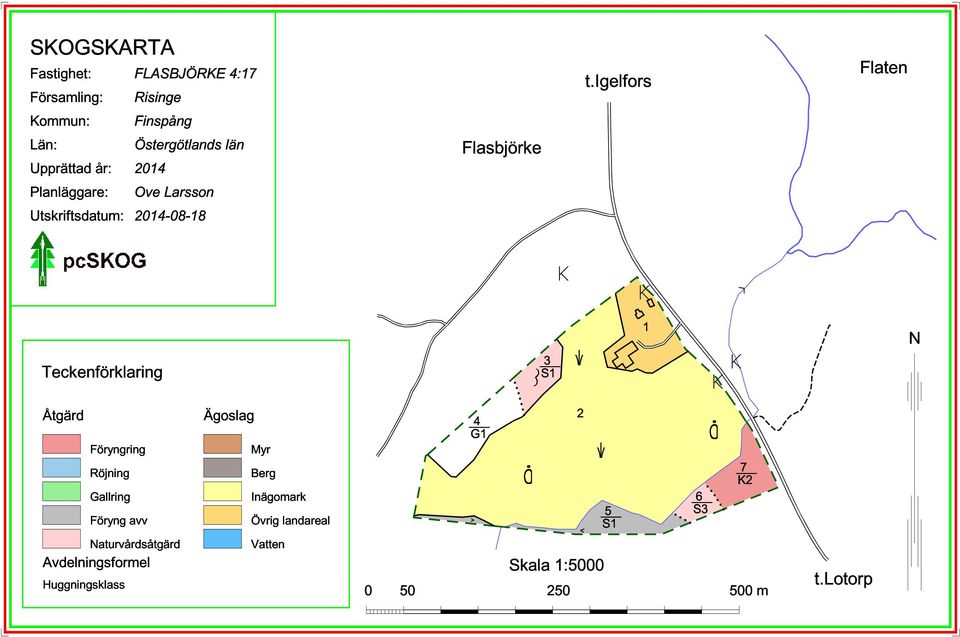 Naturvårdsåtgärd Avdelningsformel Huggningsklass Ägoslag Myr Berg Inägomark Övrig landareal Vatten