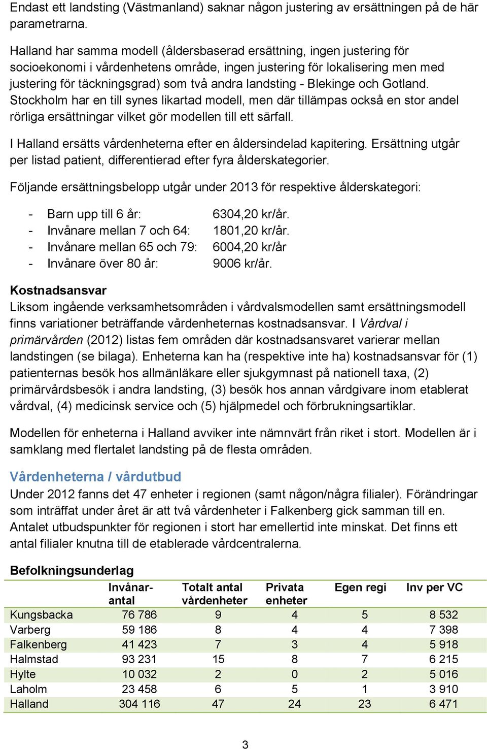 landsting - Blekinge och Gotland. Stockholm har en till synes likartad modell, men där tillämpas också en stor andel rörliga ersättningar vilket gör modellen till ett särfall.