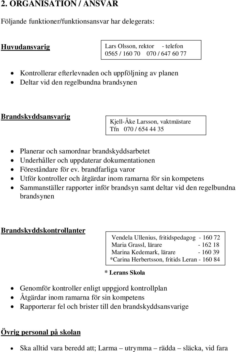 dokumentationen Föreståndare för ev.