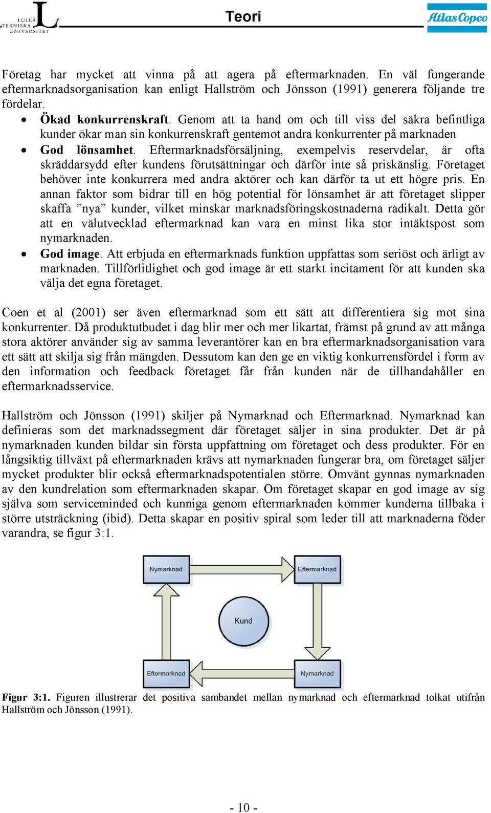Eftermarknadsförsäljning, exempelvis reservdelar, är ofta skräddarsydd efter kundens förutsättningar och därför inte så priskänslig.