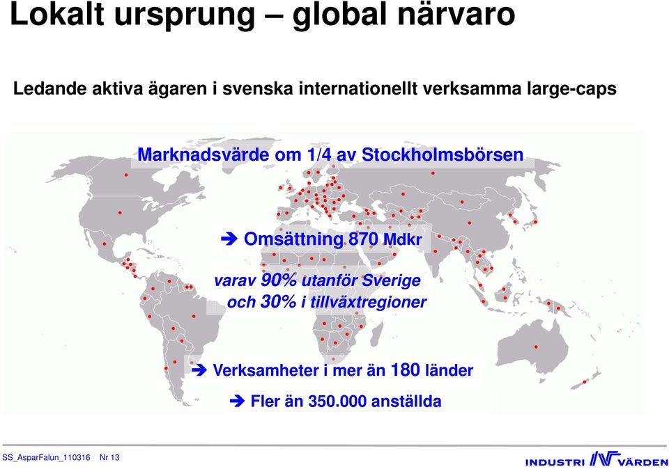 Stockholmsbörsen Omsättning 870 Mdkr varav 90% utanför Sverige och 30% i